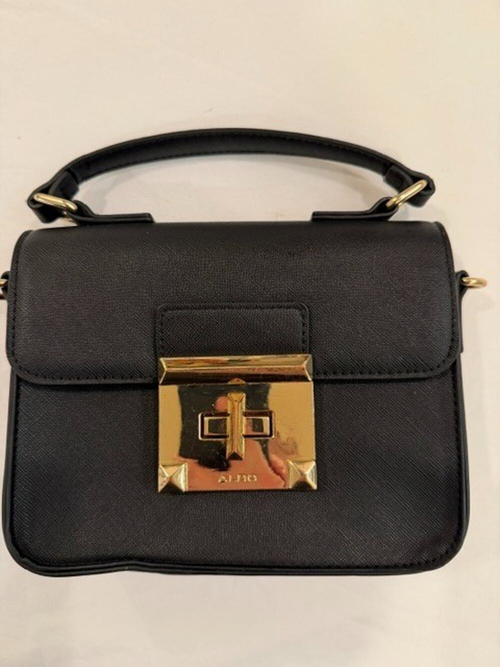Aldo Satchel Bag Black Gold Hardware Quiet Luxury